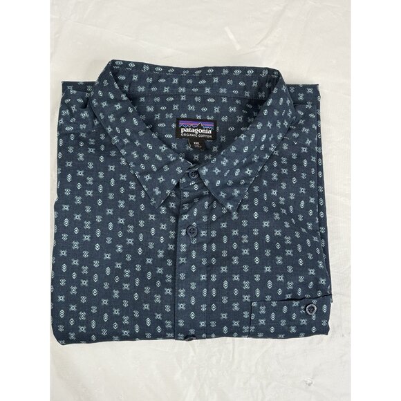 Patagonia Go To Short Sleeve Button Shirt Men’s XXL Blue Geometric AOP 52691 - Picture 8 of 13